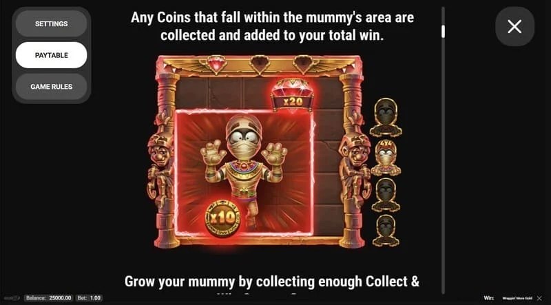 Wrappin' More Gold - janela com regras e informações do jogo