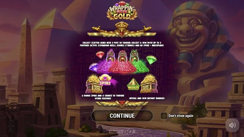 Wrappin' More Gold - menu principal com múmia e pirâmides